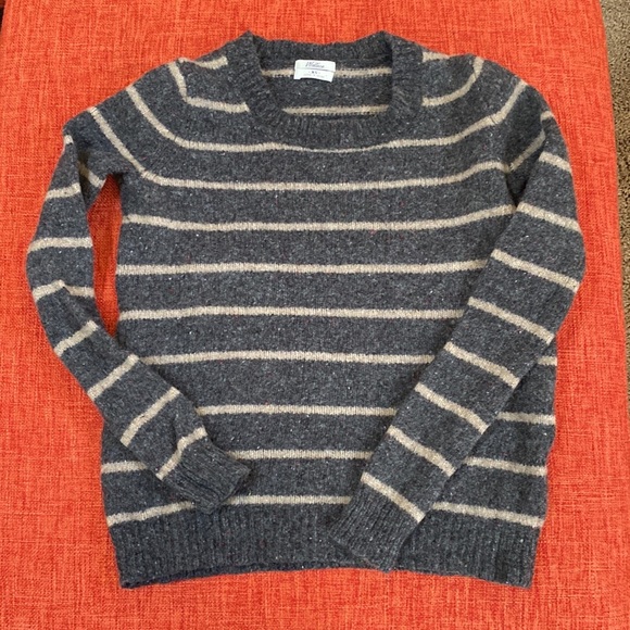 Madewell Sweaters - Wallace Grey Stripes Striped Wool Crewneck Sweater